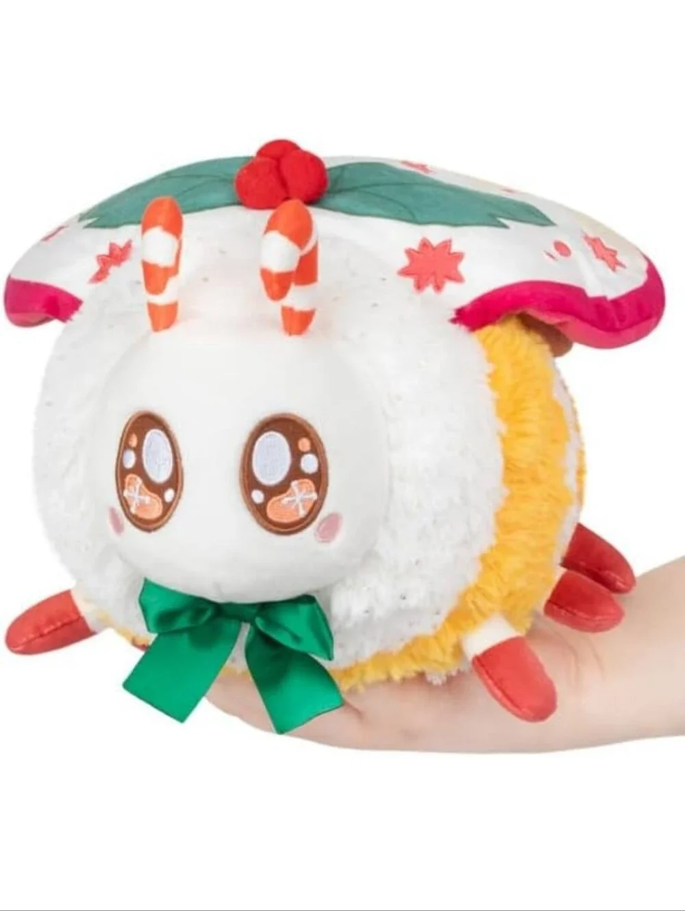 Plush Bird Toy - White & Yellow Soft Pet Toy with Green Bow